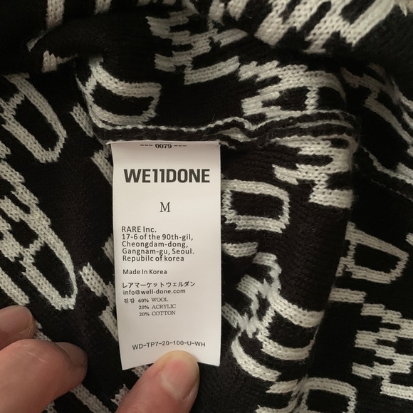 WE11DONE Off White WD1 Cardigan- Ivory: Size Medium: this may be a sample. - Picture 6 of 14